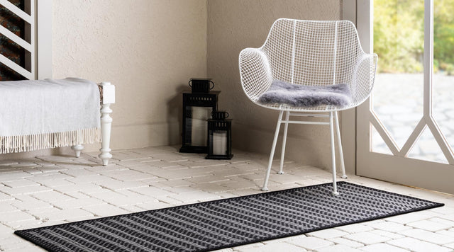 Gray 2' 2 x 6' Outdoor Border Runner Area Rug Weather Resistant for Patio, Deck, Terrace, Balcony, Porch 100% Polypropylene Classic Bordered Carpet for Sale at Rug Engine