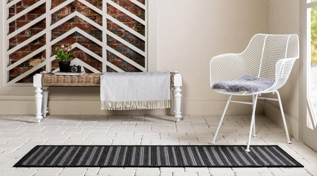 Gray 2' 2 x 6' Outdoor Border Runner Area Rug Weather Resistant for Patio, Deck, Terrace, Balcony, Porch 100% Polypropylene Classic Bordered Carpet for Sale at Rug Engine