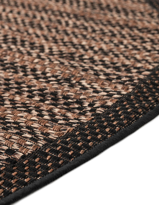 Brown 6' x 6' Outdoor Border Round Area Rug Weather Resistant for Patio, Deck, Terrace, Balcony, Porch 100% Polypropylene Classic Bordered Carpet for Sale at Rug Engine