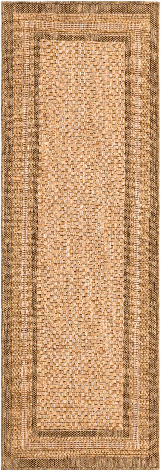 Tan 2' 2 x 6' 1 Outdoor Border Runner Area Rug Weather Resistant for Patio, Deck, Terrace, Balcony, Porch 100% Polypropylene Classic Bordered Carpet for Sale at Rug Engine