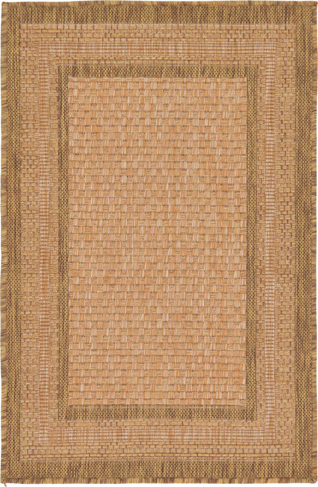 Tan 2' 2 x 3' Outdoor Border Rectangle Area Rug Weather Resistant for Patio, Deck, Terrace, Balcony, Porch 100% Polypropylene Classic Bordered Carpet for Sale at Rug Engine