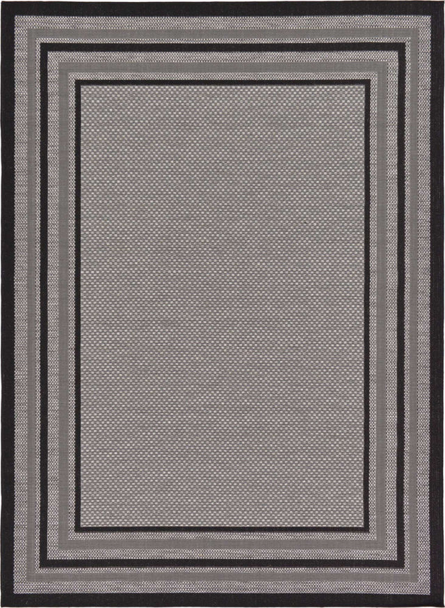 Gray 7' x 10' Outdoor Border Rectangle Area Rug Weather Resistant for Patio, Deck, Terrace, Balcony, Porch 100% Polypropylene Classic Bordered Carpet for Sale at Rug Engine