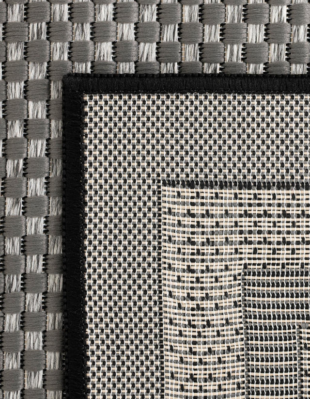 Gray 5' 3 x 5' 3 Outdoor Border Square Area Rug Weather Resistant for Patio, Deck, Terrace, Balcony, Porch 100% Polypropylene Classic Bordered Carpet for Sale at Rug Engine