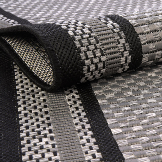 Gray 3' 3 x 5' Outdoor Border Rectangle Area Rug Weather Resistant for Patio, Deck, Terrace, Balcony, Porch