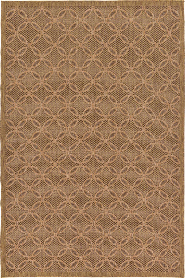 Light Brown 7' x 10' Outdoor Trellis Rectangle Area Rug Weather Resistant for Patio, Deck, Terrace, Balcony, Porch Geometric Design Water Safe Outside Carpet for Sale at Rug Engine