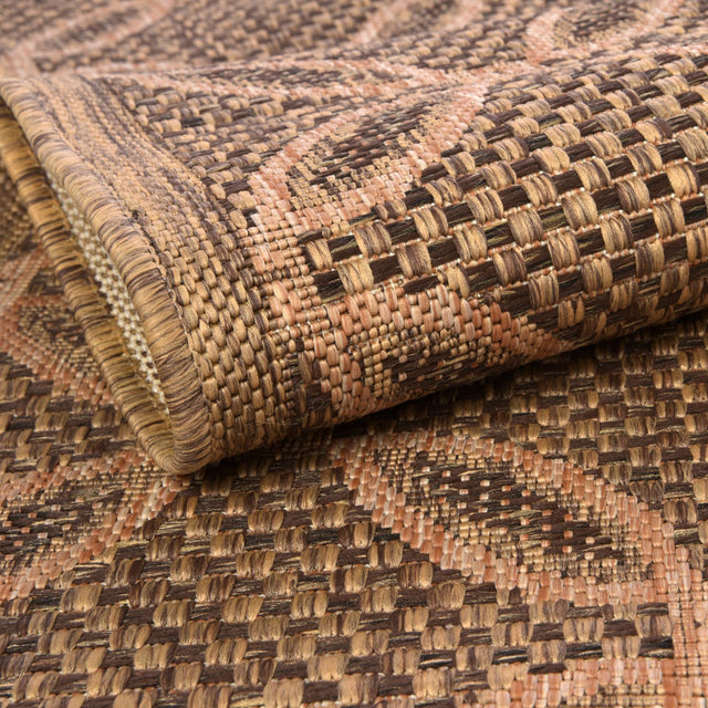 Light Brown 6' 1 x 6' 1 Outdoor Trellis Square Area Rug Weather Resistant for Patio, Deck, Terrace, Balcony, Porch Geometric Design Water Safe Outside Carpet for Sale at Rug Engine