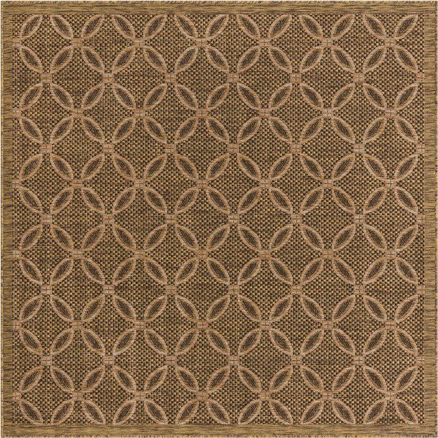 Light Brown 6' 1 x 6' 1 Outdoor Trellis Square Area Rug Weather Resistant for Patio, Deck, Terrace, Balcony, Porch Geometric Design Water Safe Outside Carpet for Sale at Rug Engine