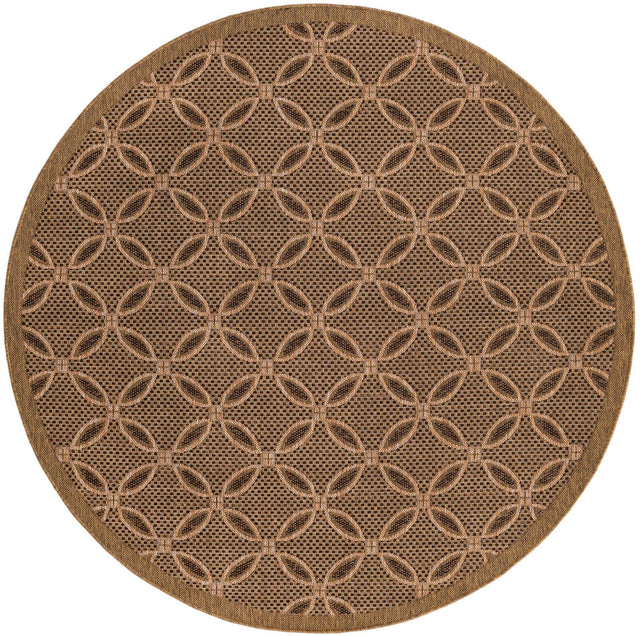 Light Brown 6' x 6' Outdoor Trellis Round Area Rug Weather Resistant for Patio, Deck, Terrace, Balcony, Porch Geometric Design Water Safe Outside Carpet for Sale at Rug Engine
