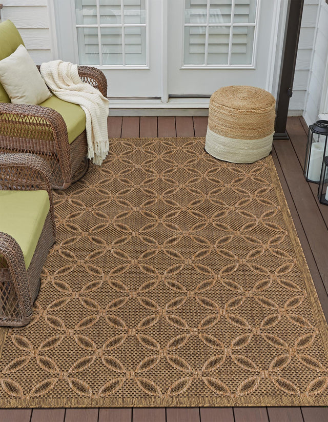 Light Brown 5' 3 x 8' Outdoor Trellis Rectangle Area Rug Weather Resistant for Patio, Deck, Terrace, Balcony, Porch Geometric Design Water Safe Outside Carpet for Sale at Rug Engine