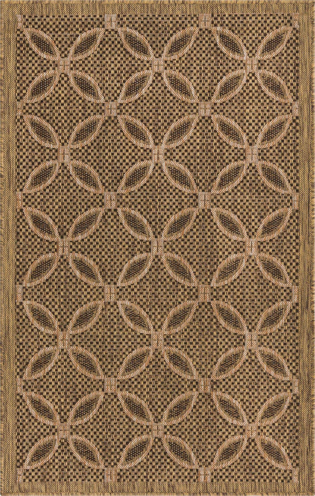 Light Brown 3' 3 x 5' 1 Outdoor Trellis Rectangle Area Rug Weather Resistant for Patio, Deck, Terrace, Balcony, Porch Geometric Design Water Safe Outside Carpet for Sale at Rug Engine