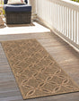 Light Brown 2' 2 x 6' 1 Outdoor Trellis Runner Area Rug Weather Resistant for Patio, Deck, Terrace, Balcony, Porch