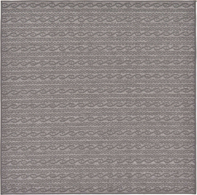 Gray 6' x 6' Outdoor Modern Square Area Rug Weather Resistant for Patio, Deck, Terrace, Balcony, Porch 100% Polypropylene Modern Outside Carpet for Sale at Rug Engine