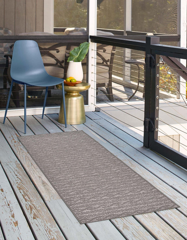 Gray 2' 2 x 6' 1 Outdoor Modern Runner Area Rug Weather Resistant for Patio, Deck, Terrace, Balcony, Porch 100% Polypropylene Modern Outside Carpet for Sale at Rug Engine