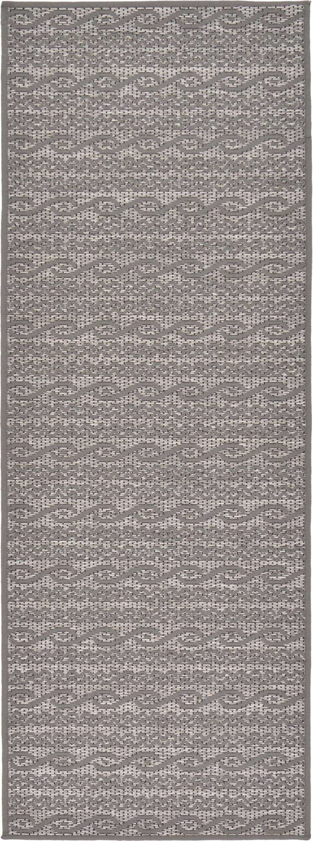 Gray 2' 2 x 6' 1 Outdoor Modern Runner Area Rug Weather Resistant for Patio, Deck, Terrace, Balcony, Porch 100% Polypropylene Modern Outside Carpet for Sale at Rug Engine