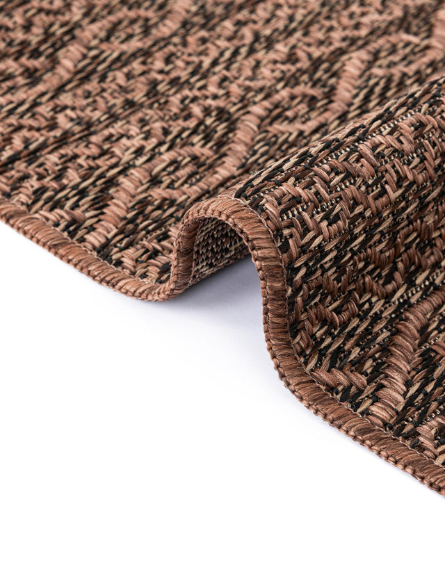 Brown 4' 1 x 6' 1 Outdoor Modern Rectangle Area Rug Weather Resistant for Patio, Deck, Terrace, Balcony, Porch 100% Polypropylene Modern Outside Carpet for Sale at Rug Engine