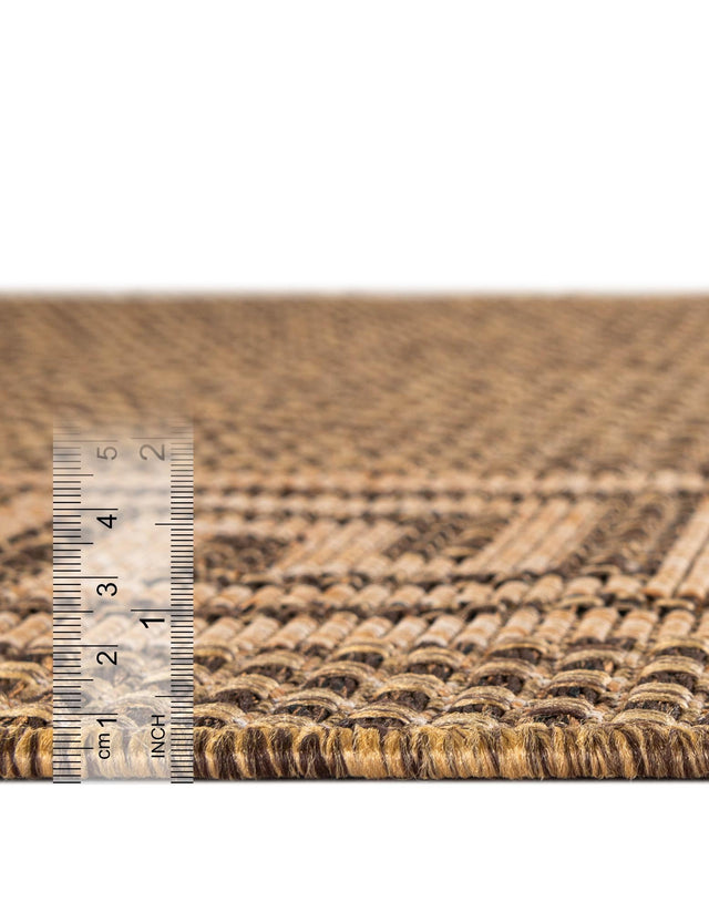 Brown 6' 1 x 9' Outdoor Border Rectangle Area Rug Weather Resistant for Patio, Deck, Terrace, Balcony, Porch 100% Polypropylene Classic Bordered Carpet for Sale at Rug Engine