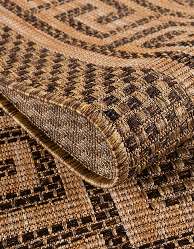 Brown 7' 1 x 10' Outdoor Border Rectangle Area Rug Weather Resistant for Patio, Deck, Terrace, Balcony, Porch 100% Polypropylene Classic Bordered Carpet for Sale at Rug Engine