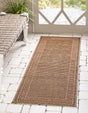 Brown 2' x 6' 1 Outdoor Border Runner Area Rug Weather Resistant for Patio, Deck, Terrace, Balcony, Porch