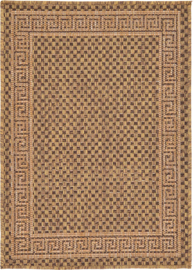 Brown 2' 2 x 3' Outdoor Border Rectangle Area Rug Weather Resistant for Patio, Deck, Terrace, Balcony, Porch 100% Polypropylene Classic Bordered Carpet for Sale at Rug Engine
