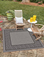 Gray 6' 1 x 6' 1 Outdoor Border Square Area Rug Weather Resistant for Patio, Deck, Terrace, Balcony, Porch