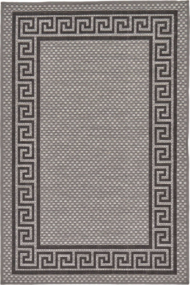 Gray 3' 3 x 5' Outdoor Border Rectangle Area Rug Weather Resistant for Patio, Deck, Terrace, Balcony, Porch 100% Polypropylene Classic Bordered Carpet for Sale at Rug Engine