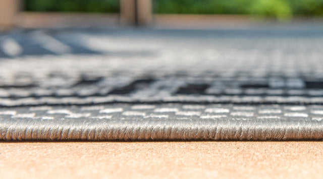 Gray 2' x 6' 1 Outdoor Border Runner Area Rug Weather Resistant for Patio, Deck, Terrace, Balcony, Porch 100% Polypropylene Classic Bordered Carpet for Sale at Rug Engine