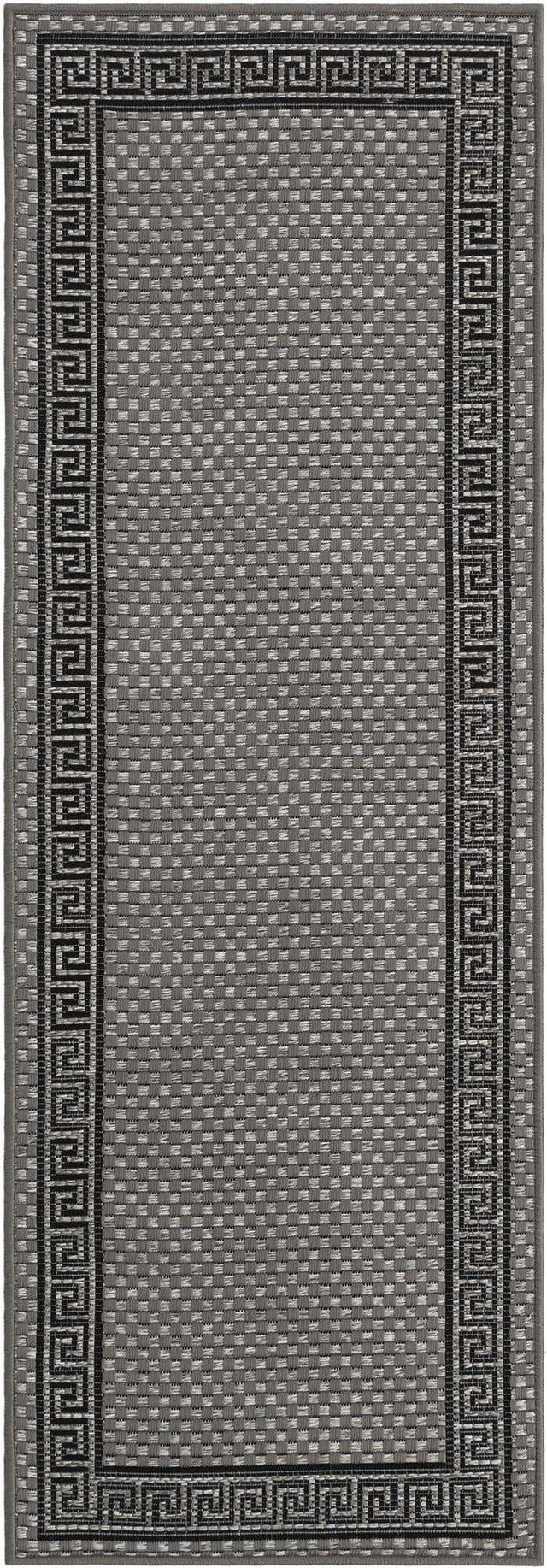 Gray 2' x 6' 1 Outdoor Border Runner Area Rug Weather Resistant for Patio, Deck, Terrace, Balcony, Porch 100% Polypropylene Classic Bordered Carpet for Sale at Rug Engine