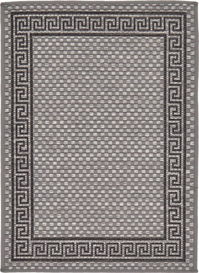 Gray 2' 2 x 3' 1 Outdoor Border Rectangle Area Rug Weather Resistant for Patio, Deck, Terrace, Balcony, Porch 100% Polypropylene Classic Bordered Carpet for Sale at Rug Engine