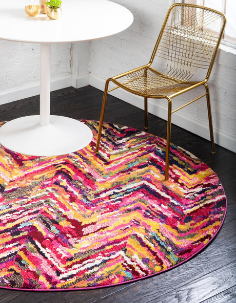 Multicolor 6' 1 x 6' 1 Estrella Round Area Rug 100% Polypropylene Non-Shedding Stain Resistant Carpet Colorful Modern Abstract Design Easy Clean for Home Decor for Sale at Rug Engine