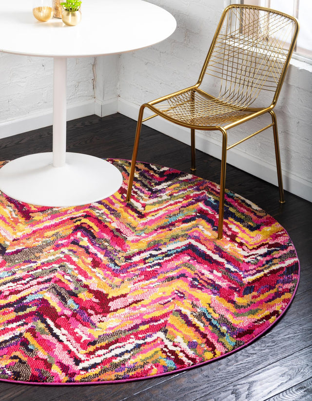 Multicolor 6' 1 x 6' 1 Estrella Round Area Rug 100% Polypropylene Non-Shedding Stain Resistant Carpet Colorful Modern Abstract Design Easy Clean for Home Decor for Sale at Rug Engine