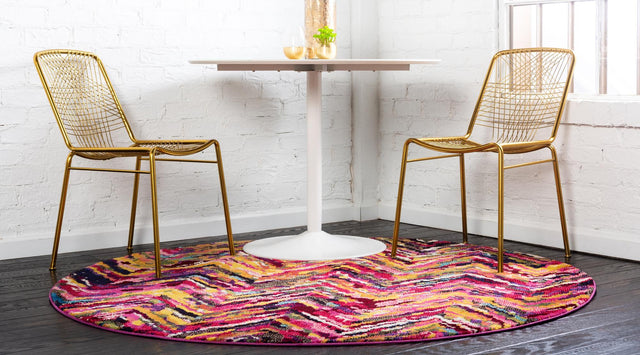 Multicolor 6' 1 x 6' 1 Estrella Round Area Rug 100% Polypropylene Non-Shedding Stain Resistant Carpet Colorful Modern Abstract Design Easy Clean for Home Decor for Sale at Rug Engine