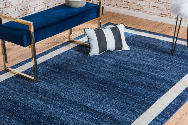 Navy Blue 4' 1 x 6' 1 Del Mar Rectangle Area Rug 100% Polypropylene Easy Clean Stain Resistant Vivid Modern Carpet Mat for Home Decor Interior Designing for Sale at Rug Engine