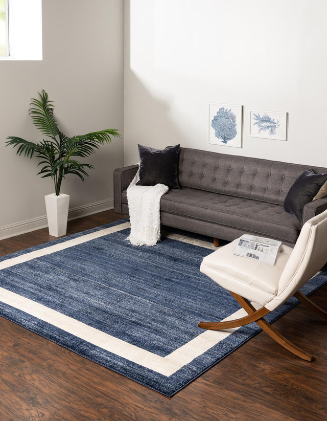 Navy Blue 7' 10 x 7' 10 Del Mar Square Area Rug 100% Polypropylene Easy Clean Stain Resistant Vivid Modern Carpet Mat for Home Decor Interior Designing for Sale at Rug Engine