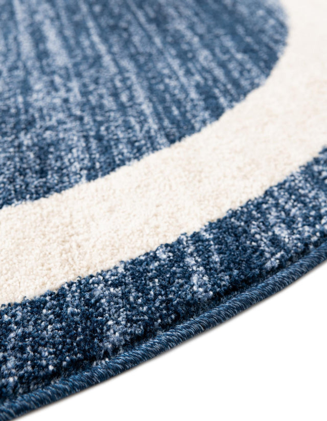 Navy Blue 7' 10 x 7' 10 Del Mar Round Area Rug 100% Polypropylene Easy Clean Stain Resistant Vivid Modern Carpet Mat for Home Decor Interior Designing for Sale at Rug Engine