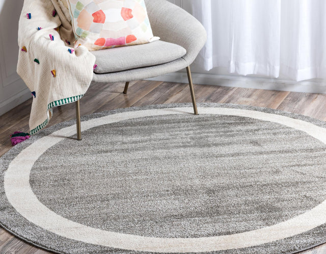 Gray 6' 1 x 6' 1 Del Mar Round Area Rug 100% Polypropylene Easy Clean Stain Resistant Vivid Modern Carpet Mat for Home Decor Interior Designing for Sale at Rug Engine