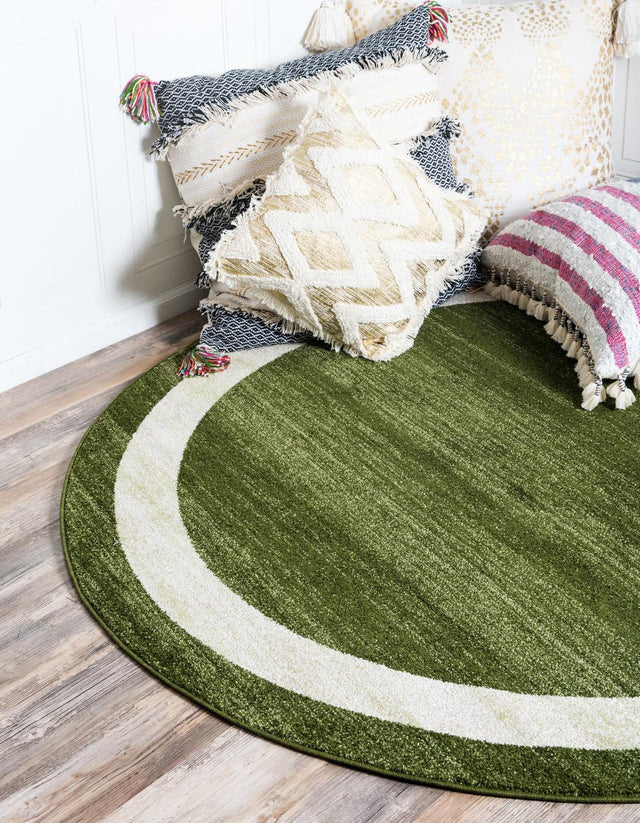 Green 6' 1 x 6' 1 Del Mar Round Area Rug 100% Polypropylene Easy Clean Stain Resistant Vivid Modern Carpet Mat for Home Decor Interior Designing for Sale at Rug Engine