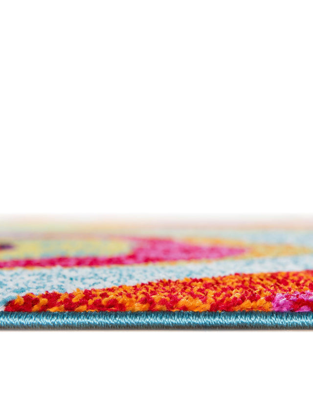 Blue 6' 1 x 6' 1 Lyon Round Area Rug Vivid Colorful Abstract Modern 100% Polypropylene Carpet for Living Room, Dining, Office for Sale at Rug Engine