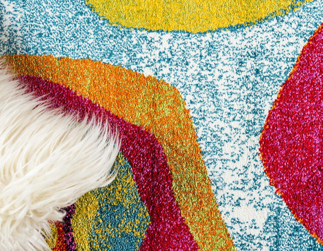 Blue 9' x 12' 2 Lyon Rectangle Area Rug Vivid Colorful Abstract Modern 100% Polypropylene Carpet for Living Room, Dining, Office for Sale at Rug Engine