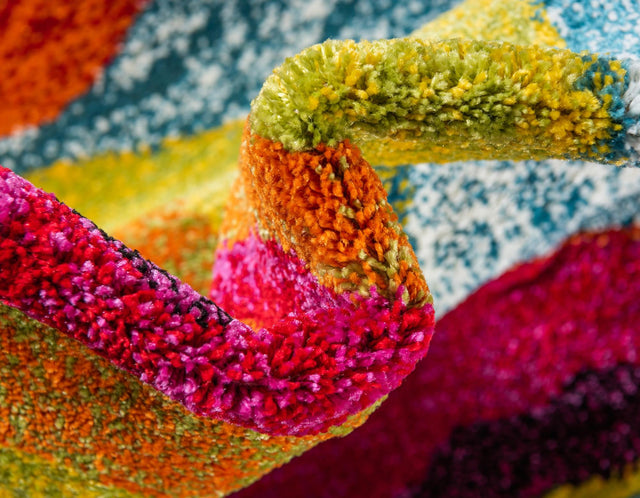 Blue 4' 1 x 6' 1 Lyon Rectangle Area Rug Vivid Colorful Abstract Modern 100% Polypropylene Carpet for Living Room, Dining, Office for Sale at Rug Engine