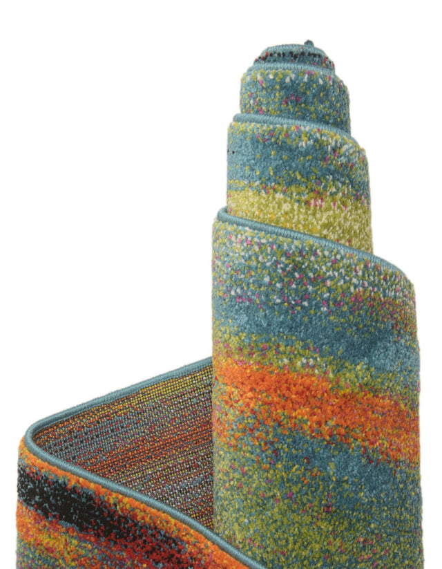 Multicolor 8' x 8' Lyon Round Area Rug Vivid Colorful Abstract Modern 100% Polypropylene Carpet for Living Room, Dining, Office for Sale at Rug Engine