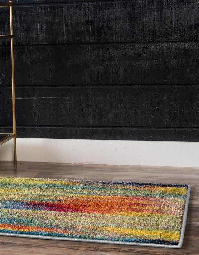 Multicolor 2' x 6' 1 Lyon Runner Area Rug Vivid Colorful Abstract Modern 100% Polypropylene Carpet for Living Room, Dining, Office for Sale at Rug Engine