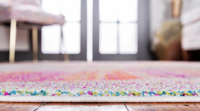 Multicolor 8' x 8' Lyon Round Area Rug Vivid Colorful Abstract Modern 100% Polypropylene Carpet for Living Room, Dining, Office for Sale at Rug Engine