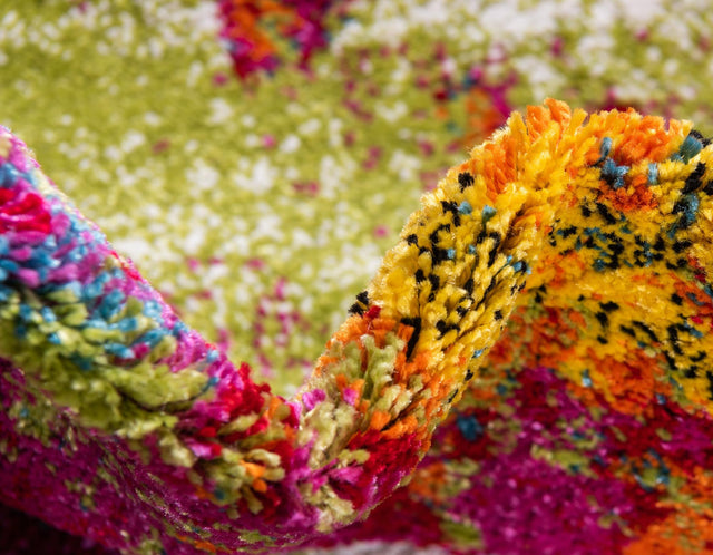 Multicolor 8' x 8' Lyon Round Area Rug Vivid Colorful Abstract Modern 100% Polypropylene Carpet for Living Room, Dining, Office for Sale at Rug Engine