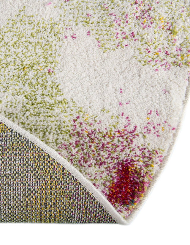 Ivory 7' 10 x 7' 10 Lyon Round Area Rug Vivid Colorful Abstract Modern 100% Polypropylene Carpet for Living Room, Dining, Office for Sale at Rug Engine