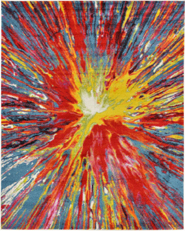 Multicolor 8' x 10' Lyon Rectangle Area Rug Vivid Colorful Abstract Modern 100% Polypropylene Carpet for Living Room, Dining, Office for Sale at Rug Engine