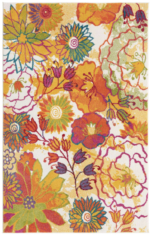 Ivory 5' 1 x 8' Lyon Rectangle Area Rug Vivid Colorful Abstract Modern 100% Polypropylene Carpet for Living Room, Dining, Office for Sale at Rug Engine