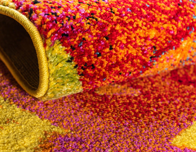 Multicolor 6' 1 x 6' 1 Lyon Round Area Rug Vivid Colorful Abstract Modern 100% Polypropylene Carpet for Living Room, Dining, Office for Sale at Rug Engine