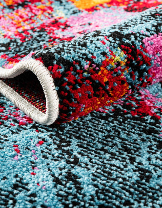 Multicolor 6' 1 x 6' 1 Lyon Round Area Rug Vivid Colorful Abstract Modern 100% Polypropylene Carpet for Living Room, Dining, Office for Sale at Rug Engine