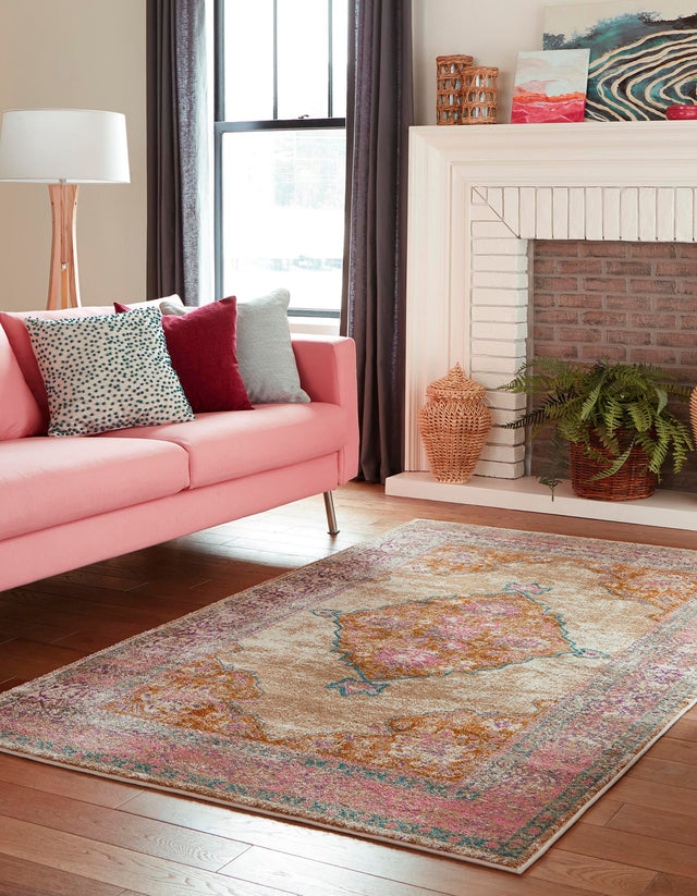 Beige 7' 1 x 10' Aurora Rectangle Area Rug 60% Polypropylene & 40% Polyester Living Dining Room Bedroom Office Modern Decor Carpet for Sale at Rug Engine