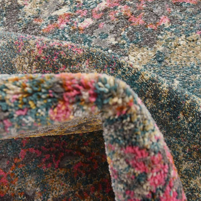 Blue 6' 1 x 6' 1 Aurora Round Area Rug 60% Polypropylene & 40% Polyester Living Dining Room Bedroom Office Modern Decor Carpet for Sale at Rug Engine